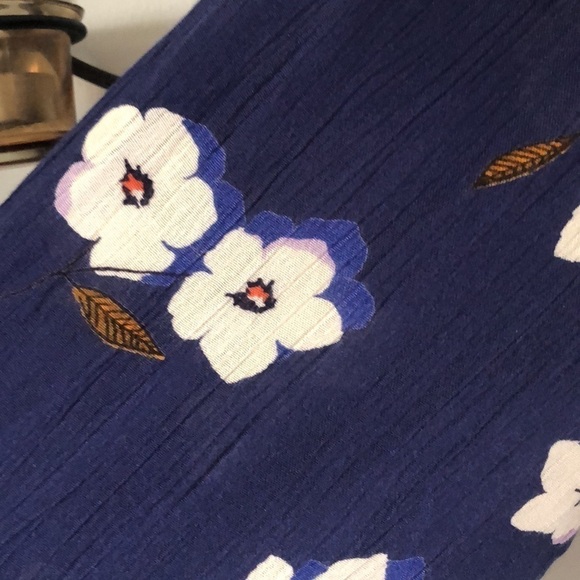 Billabong Blue Floral Long Sleeve Lightweight Size M Cotton Wrap Mini Dress Fall - Picture 11 of 15